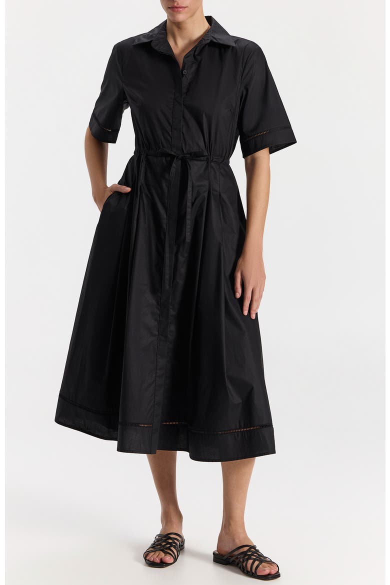 Dar Collared Short Sleeved Midi Dress, Main, color, Black