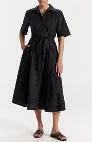 Ronen Chen Dar Collared Short Sleeved Midi Dress