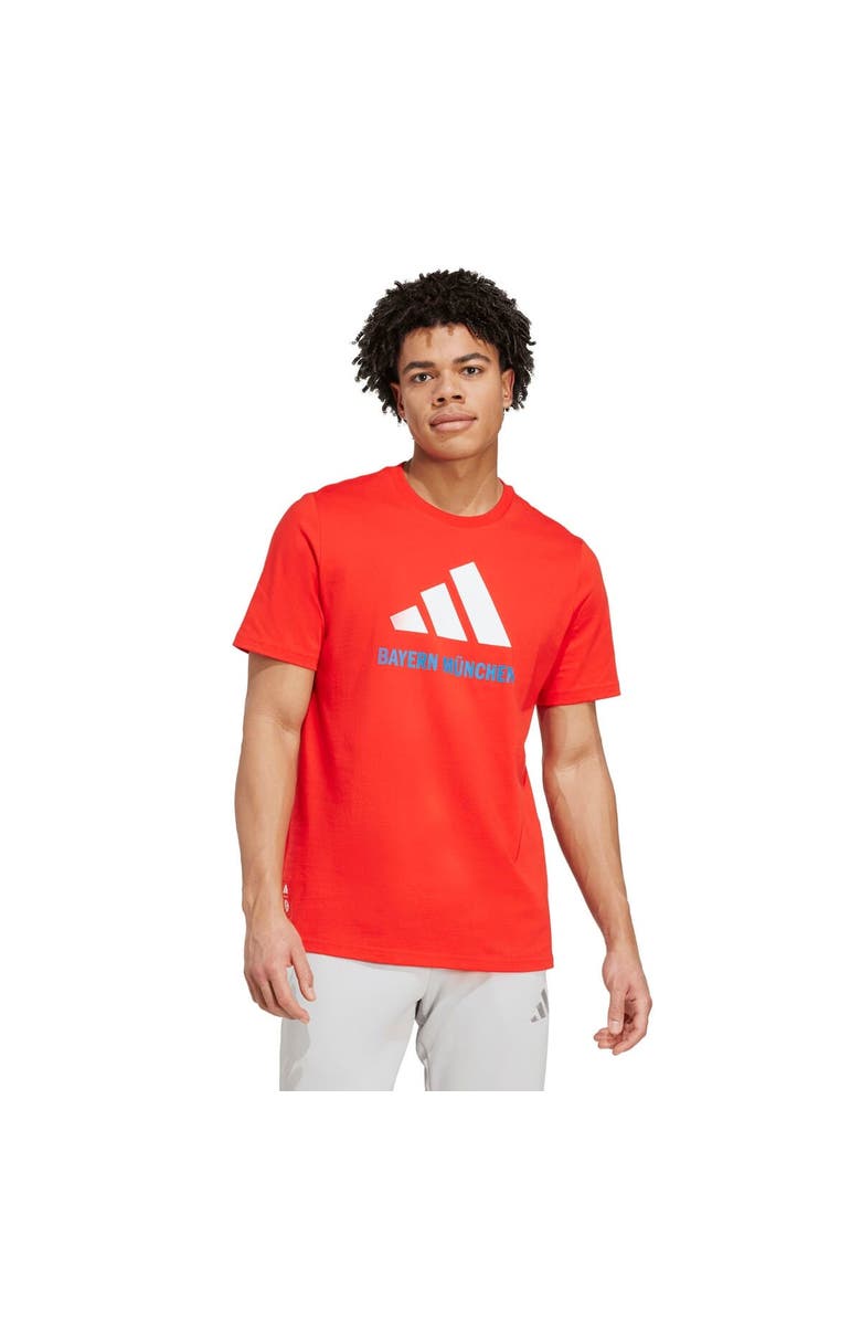adidas Men's adidas  Red Bayern Munich Three-Stripe Wordmark T-Shirt, Alternate, color, Red