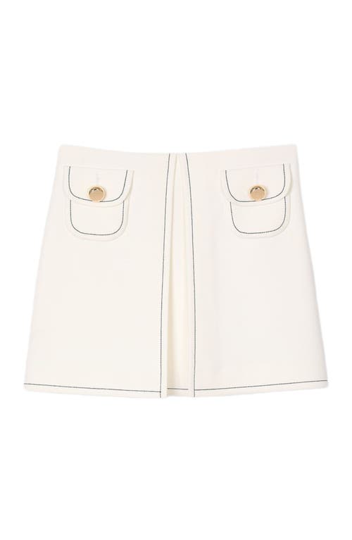 Sandro Short Box-pleated Skirt In Ecru