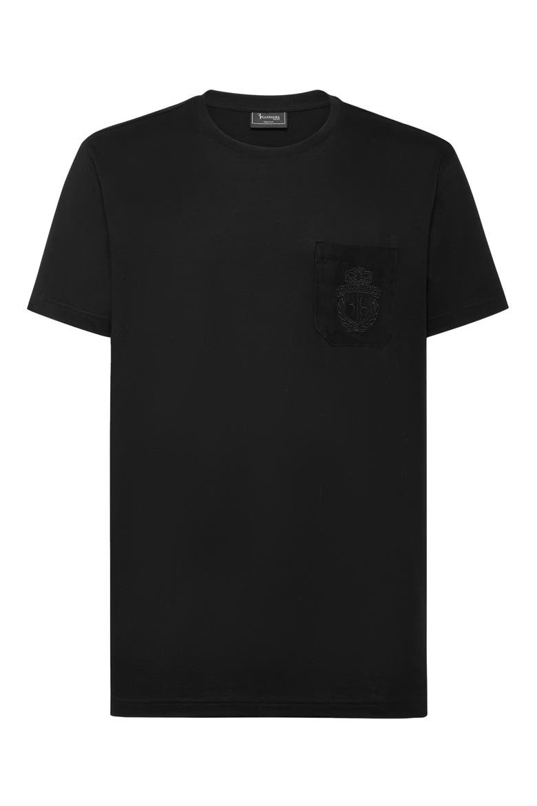 T-Shirt Round Neck Ss Crest Men, Main, color, black