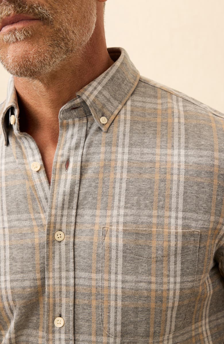 Faherty Coastline Knit Button-Down Shirt, Alternate, color, Dune Ash Plaid