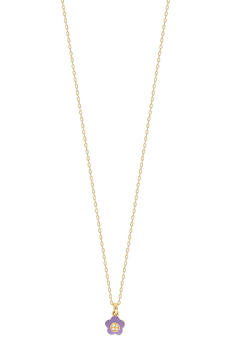 Kids' Flower Diamond Pendant Necklace (Nordstrom Exclusive), Main, color, 18K YELLOW GOLD