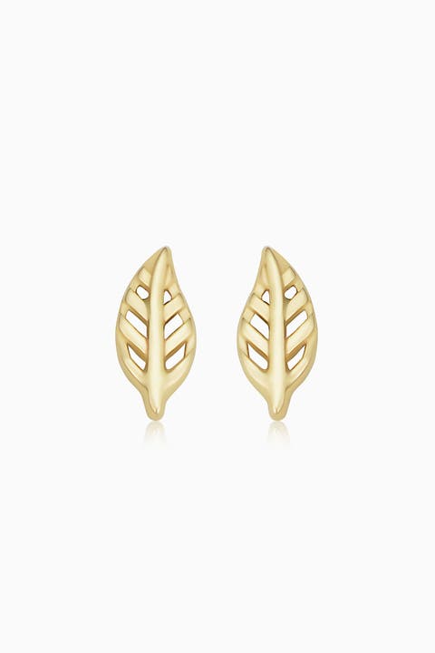 14K Yellow Gold Leaf Your Mark Studs