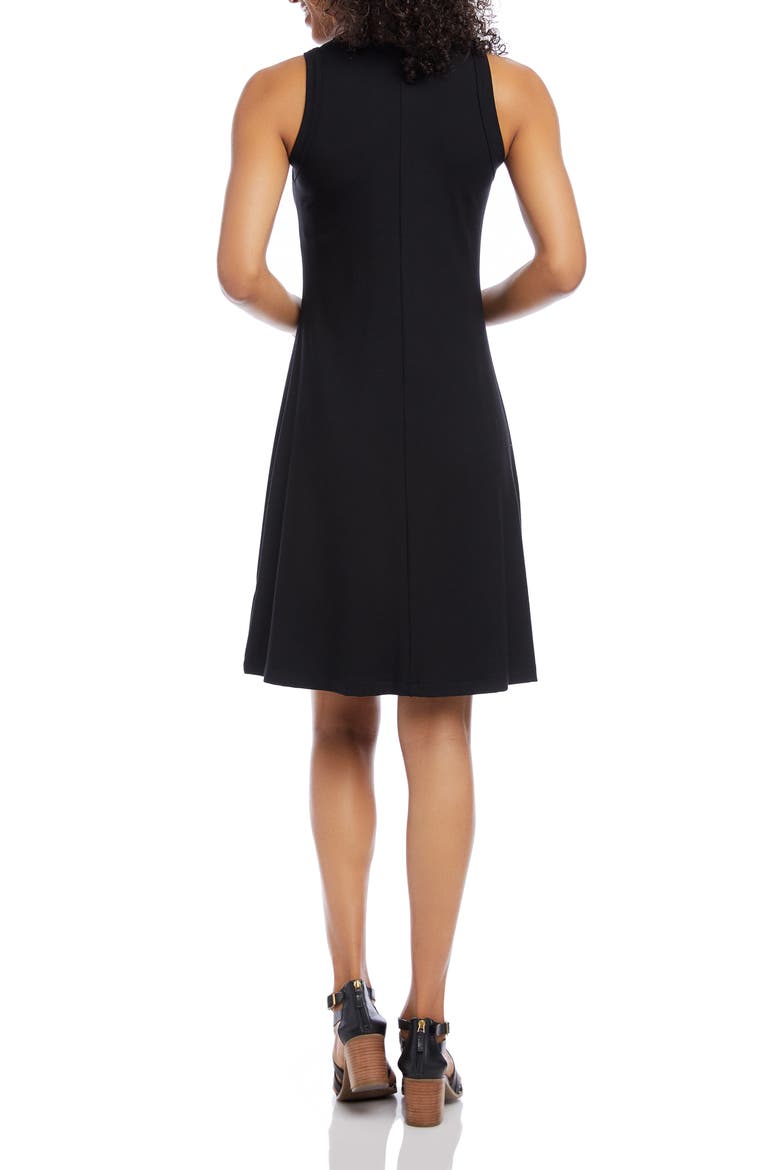 High Neck A-Line Dress, Alternate, color, BLACK