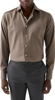 Eton Slim Fit Blue Mélange Wool Dress Shirt