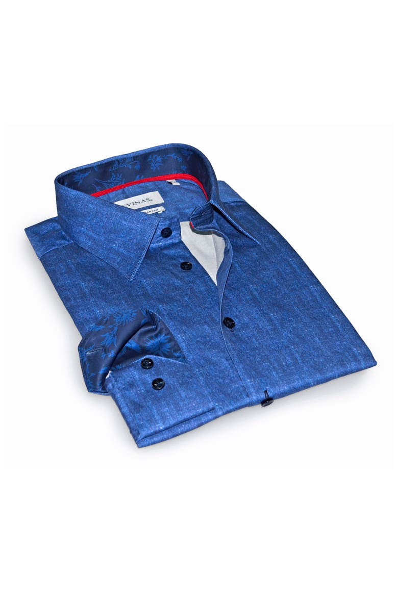 Contemporary Fit Modern Business Dress Shirt, Main, color, BLUE MIST PRINT