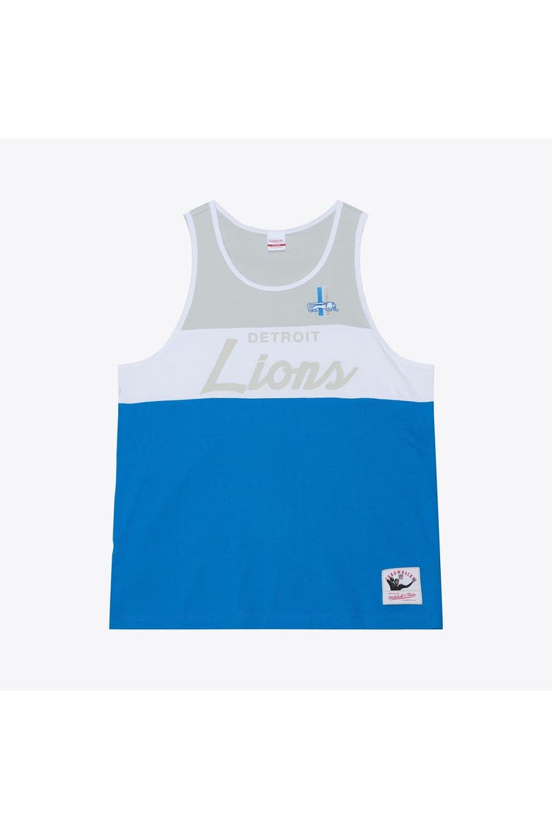 Men's Mitchell & Ness  Blue/Silver Detroit Lions Head Coach Tank Top, Main, color, Blue