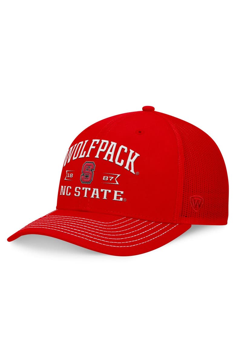 TOP OF THE WORLD Men's Top of the World Red NC State Wolfpack Carson Trucker Adjustable Hat, Main, color, 