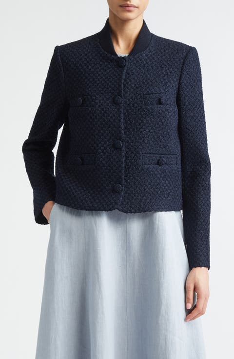 Bouclé Knit Bomber Jacket