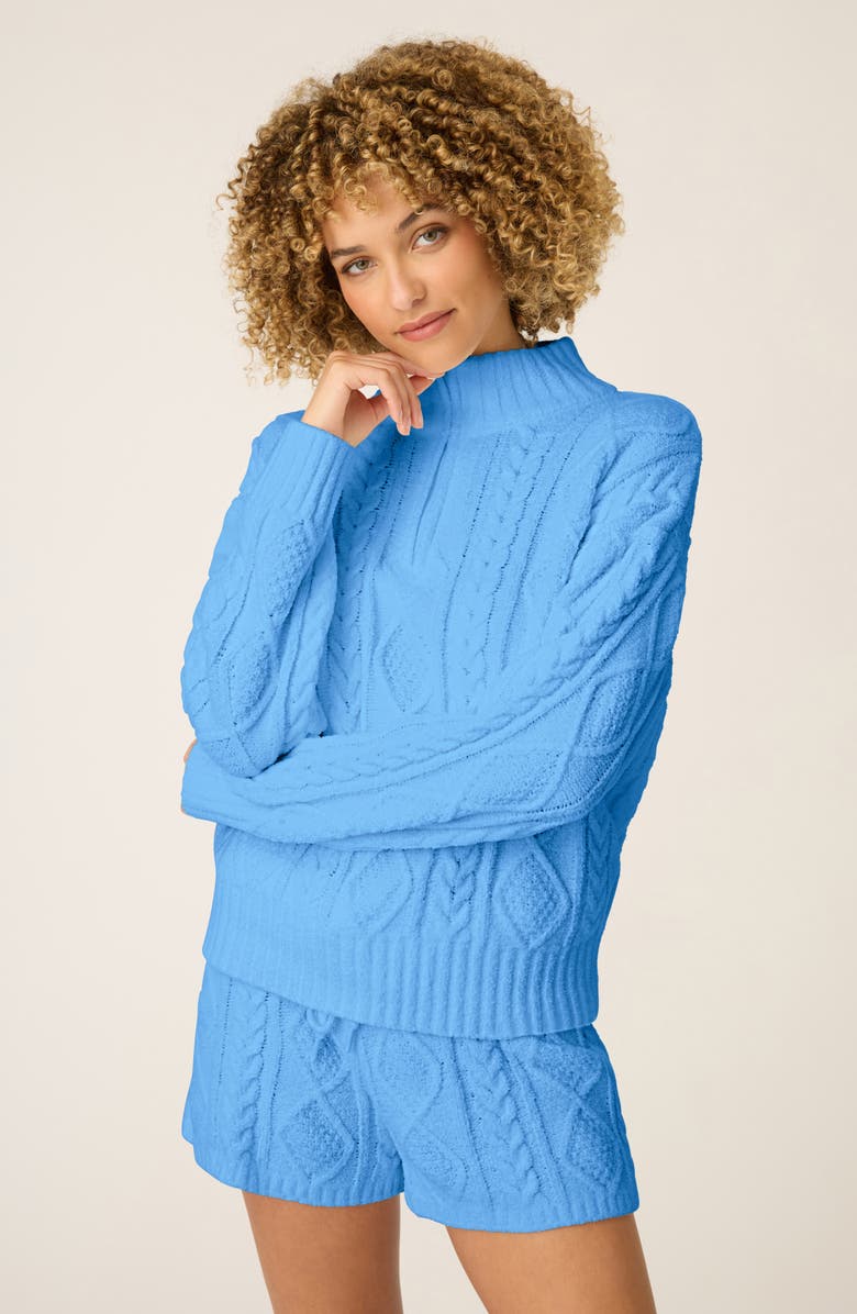 PJ Salvage Cozy Chenille Cable Knit Pullover, Alternate, color, Sea