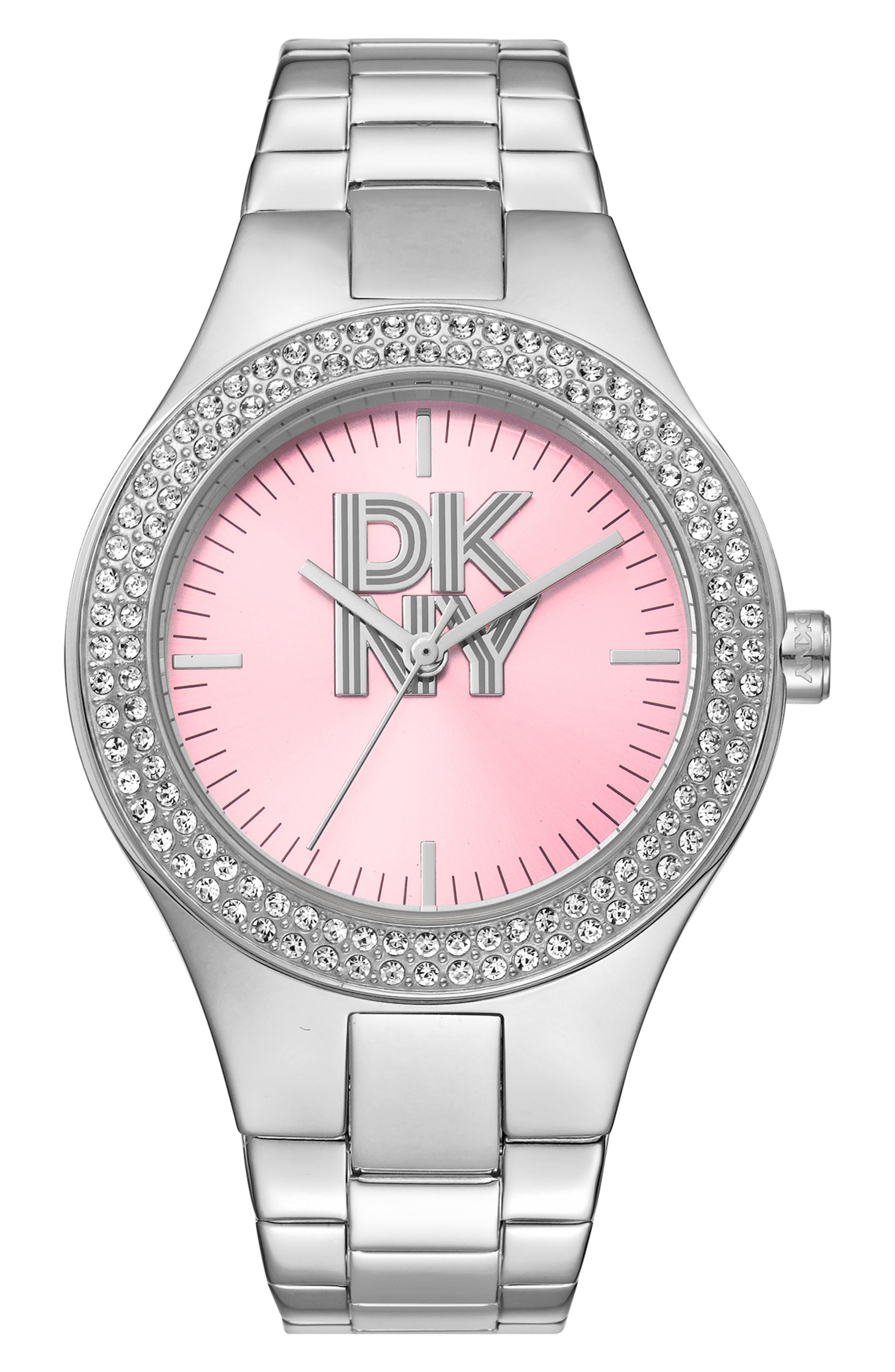 Crystal Embellished Three Hand Quartz Bracelet Watch, 38mm
