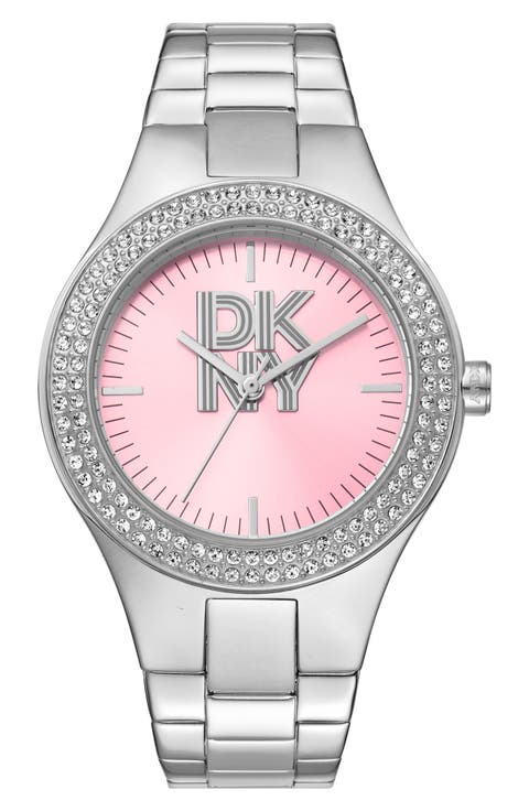 Crystal Embellished Three Hand Quartz Bracelet Watch, 38mm