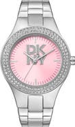 DKNY Crystal Embellished Three Hand Quartz Bracelet Watch, 38mm