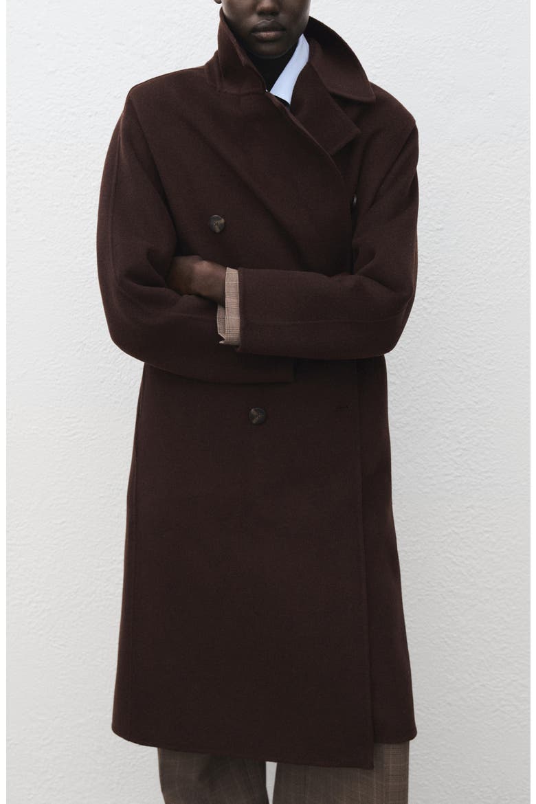 Picarol Double Breasted Wool Blend Coat, Main, color, CHOCOLATE
