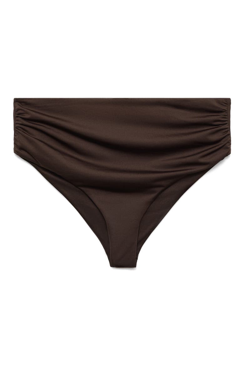 Draped High Waist Bikini Bottoms, Main, color, CHOCOLATE