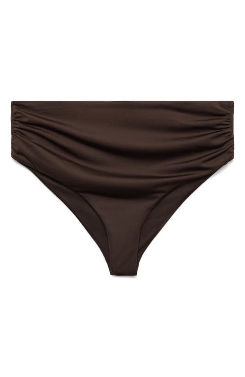 Mango Draped High Waist Bikini Bottoms In Brown