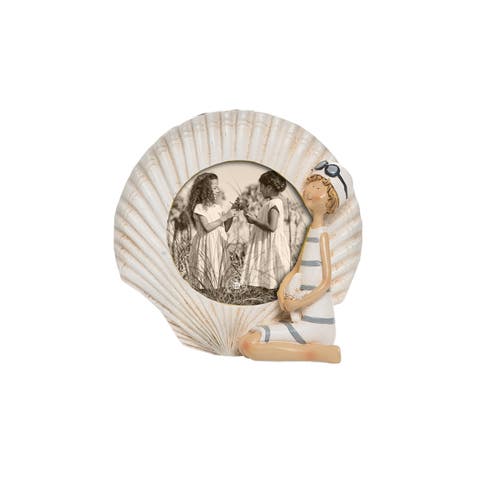 Vintage Resin Sitting Girl Photo Picture Frame