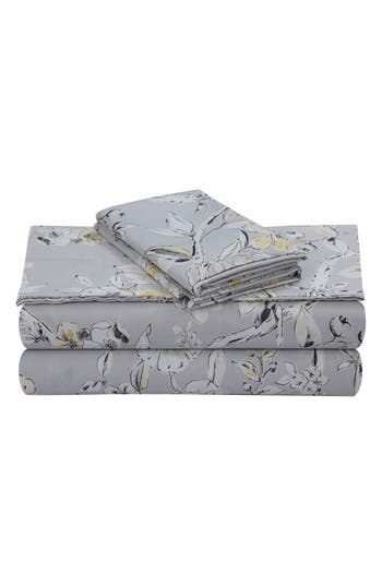 Azores Home Colmar 300 Thread Count Cotton Sateen Sheet Set In Gray