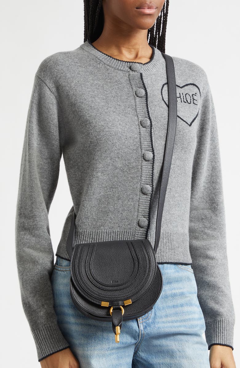 Chloé Small Marcie Leather Crossbody Bag, Alternate, color, Black