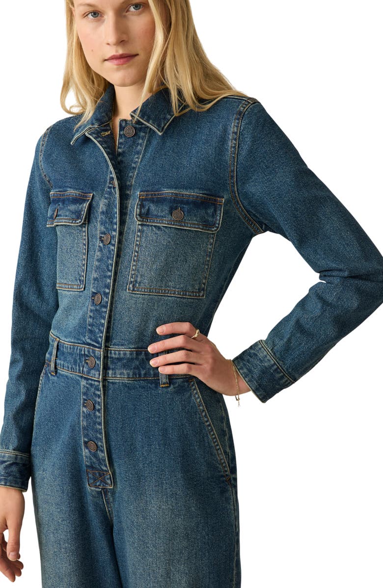 Faherty Michelle Denim Jumpsuit, Alternate, color, Night Lagoon Wash