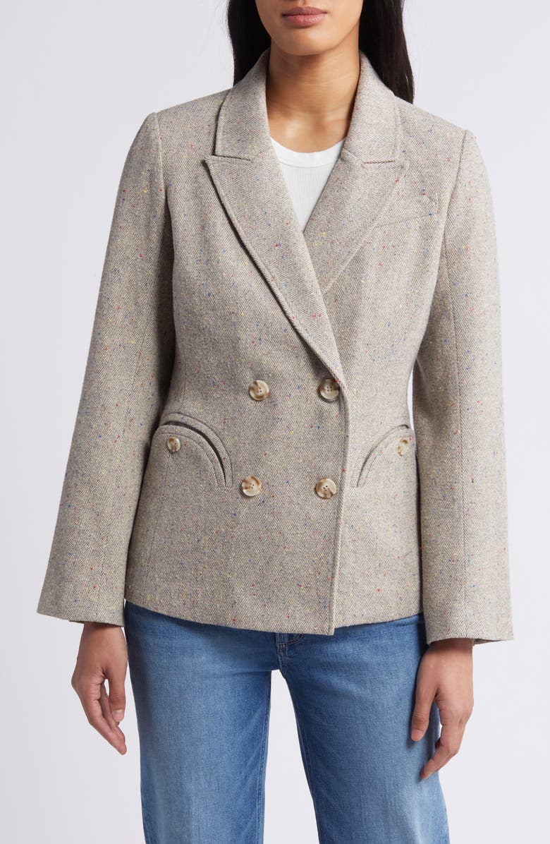 Wit & Wisdom Double Breasted Blazer, Alternate, color, Grey Oatmeal Multi