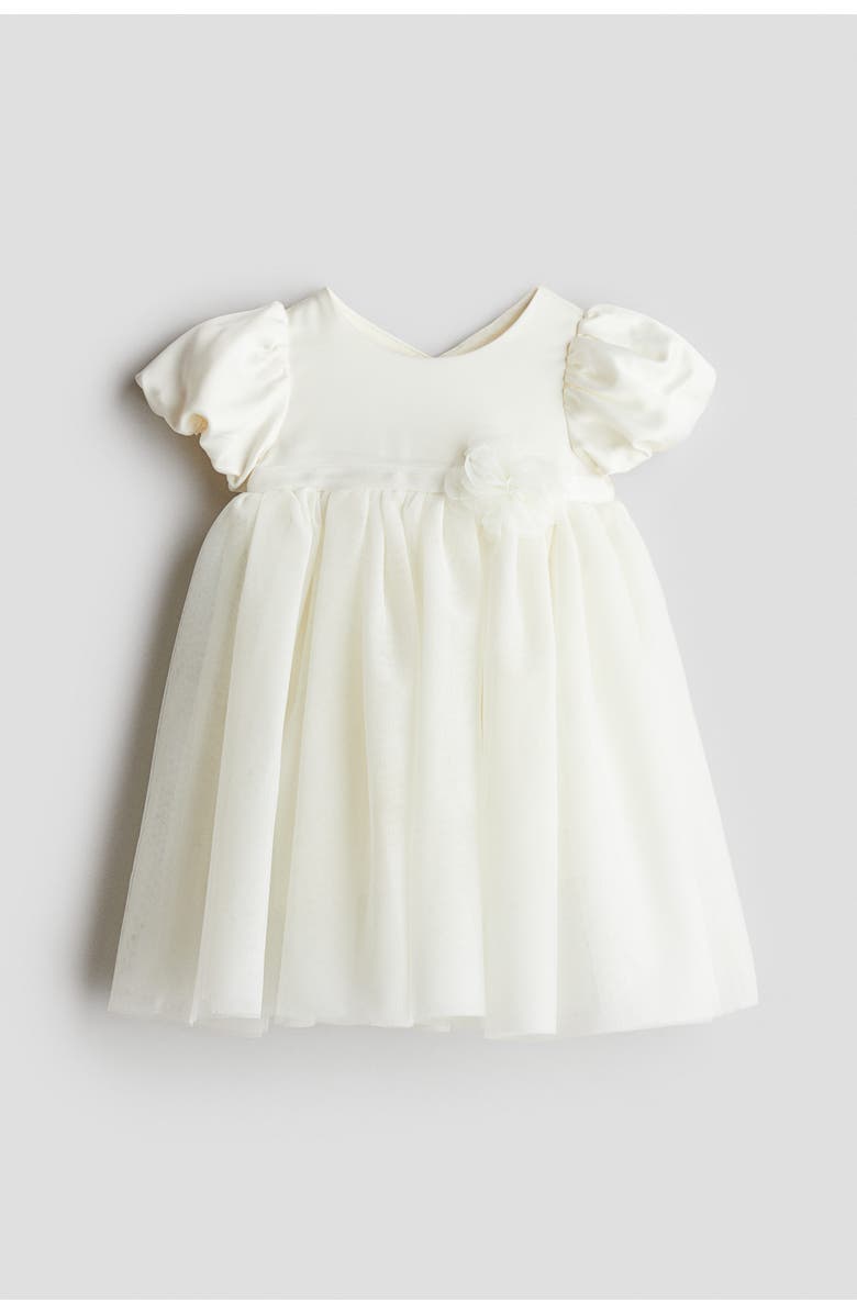 H&M Tulle-skirt Satin Dress, Main, color, White