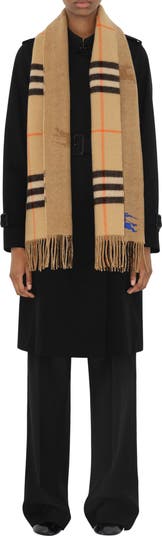Burberry Equestrian Knight Design Check Reversible Fringe