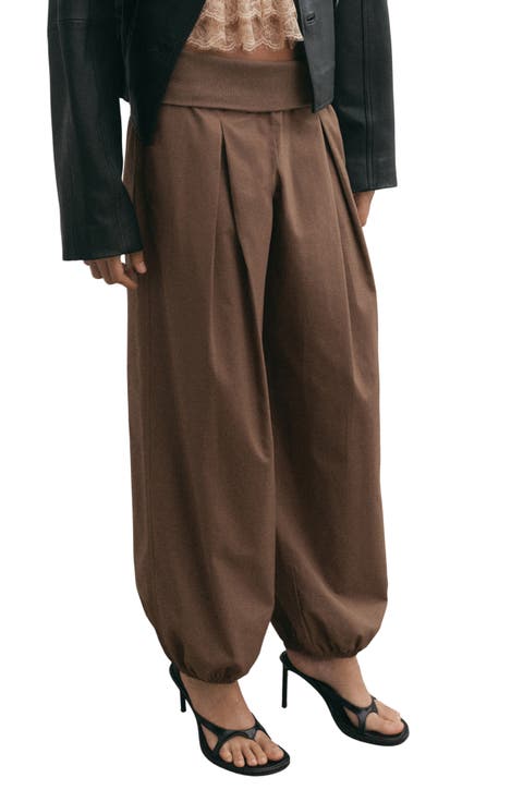 Pull-On High Waist Cotton Balloon Pants