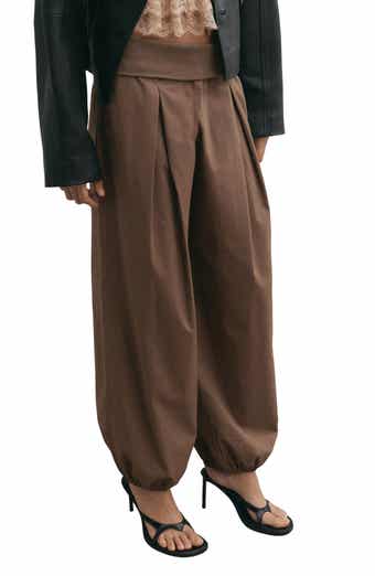 Pull-On High Waist Cotton Balloon Pants