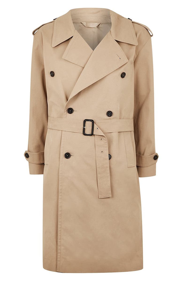 Topman Double Breasted Trench Coat, Alternate, color, 