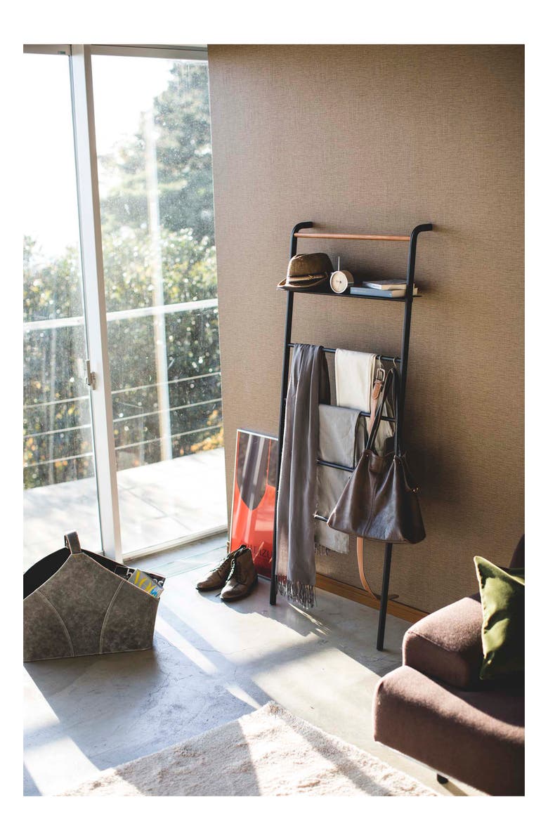 Yamazaki Leaning Storage Ladder, Alternate, color, Black