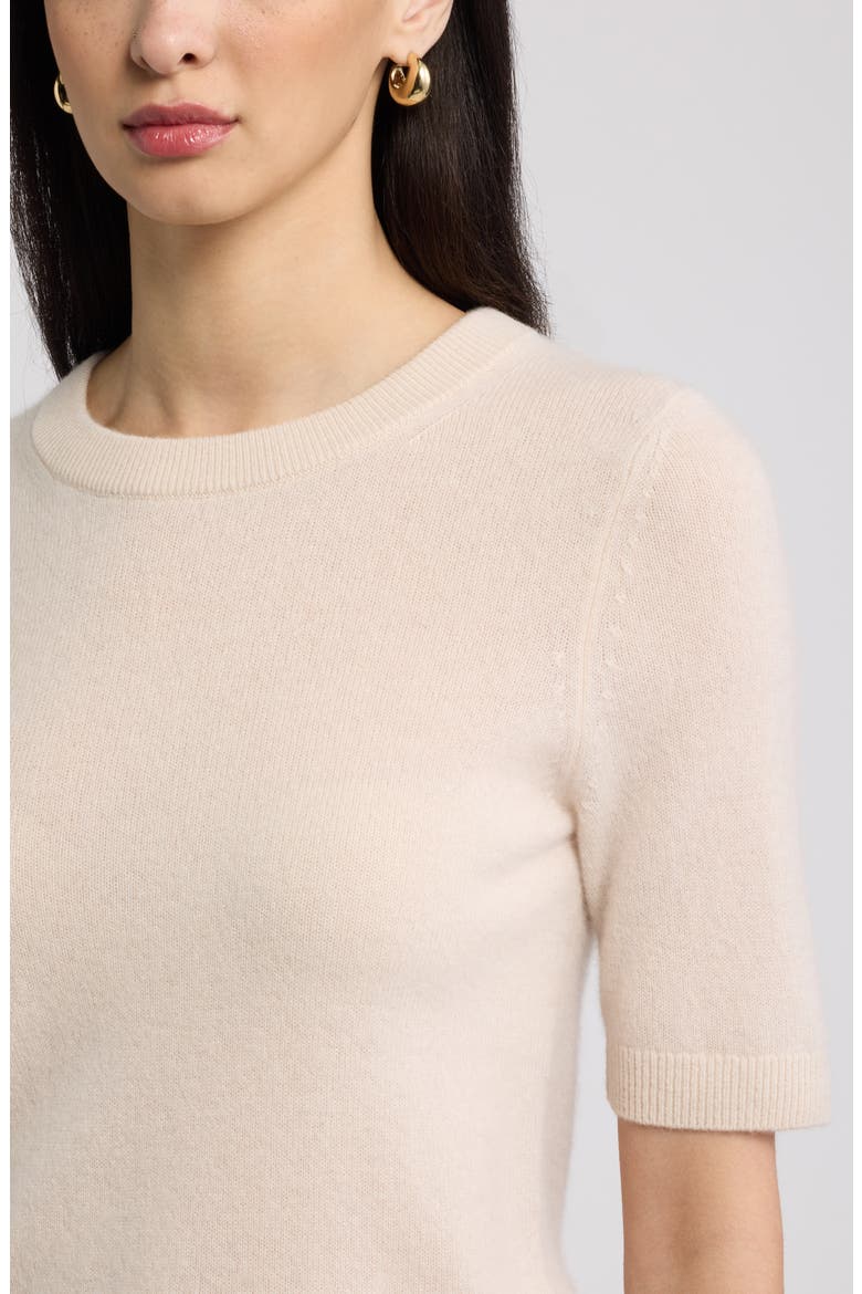 Cashmere Short Sleeve Crewneck Sweater, Alternate, color, BEIGE BEACH