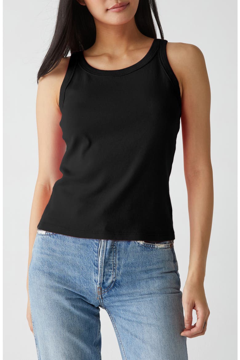 Cassie Binded Cotton Tank, Main, color, BLACK