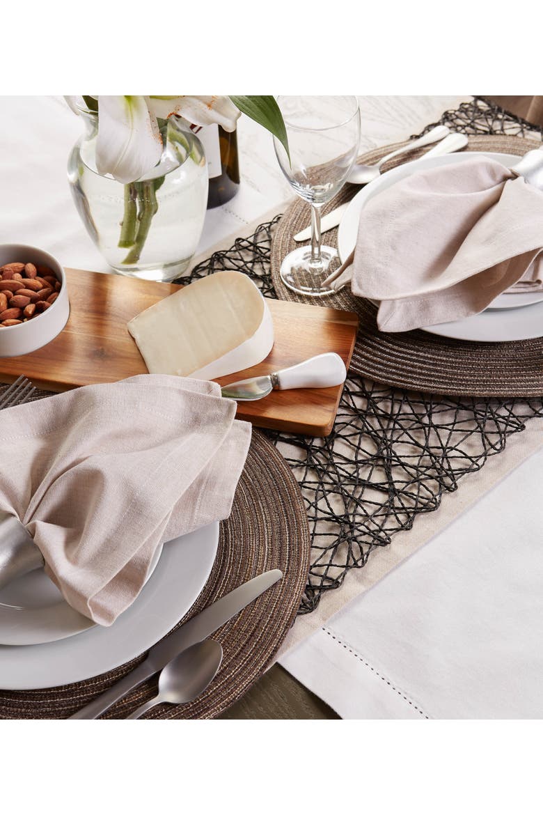 Variegated Round Woven Placemat Set/6, Alternate, color, Brown