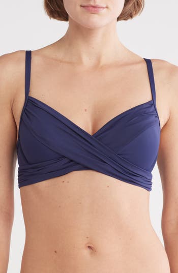 Shop La Blanca Wrap Bra Top In Indigo