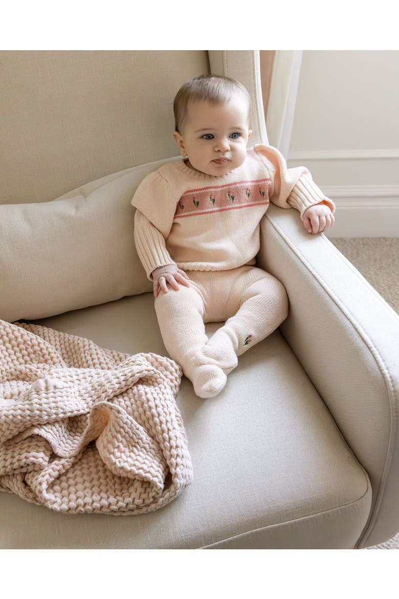 2 Piece Baby Tiptoe Through The Tulips Cotton Knit Footed Legging Set, Alternate, color, Pink Multi