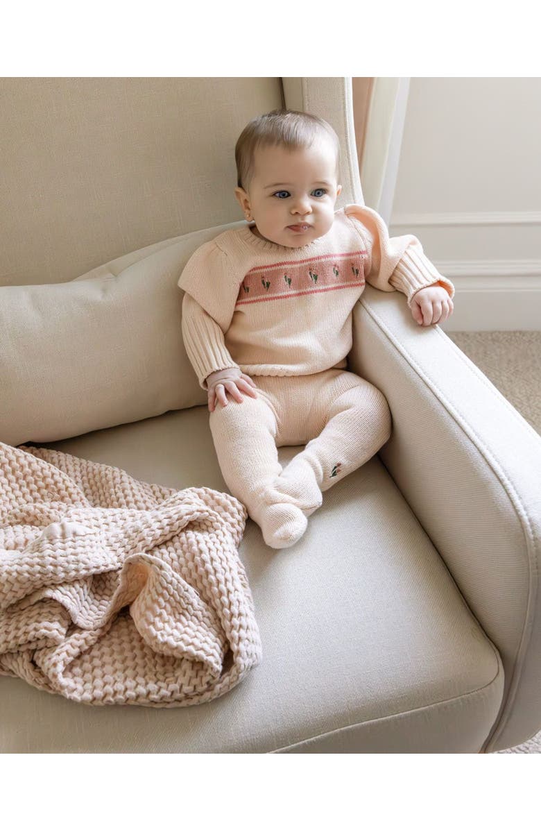 MiniMoi 2 Piece Baby Tiptoe Through The Tulips Cotton Knit Footed Legging Set, Alternate, color, Pink Multi