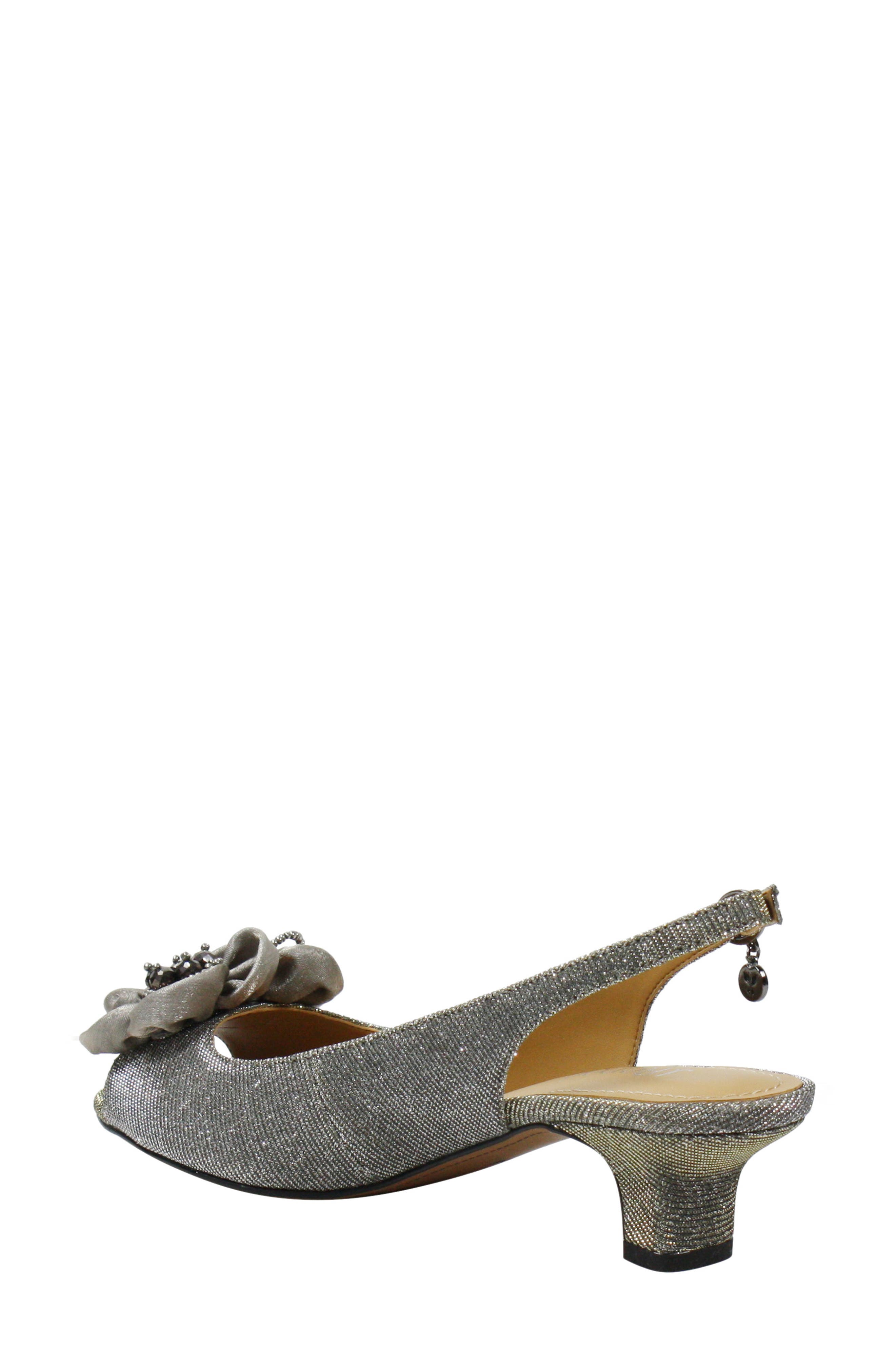 Leonelle Kitten Heel Slingback Sandal, Alternate, color, PEWTER GLITTER FABRIC