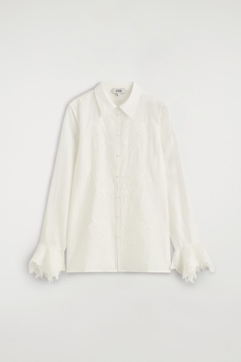Fluid Lace-Detail Shirt, Alternate, color, IVORY