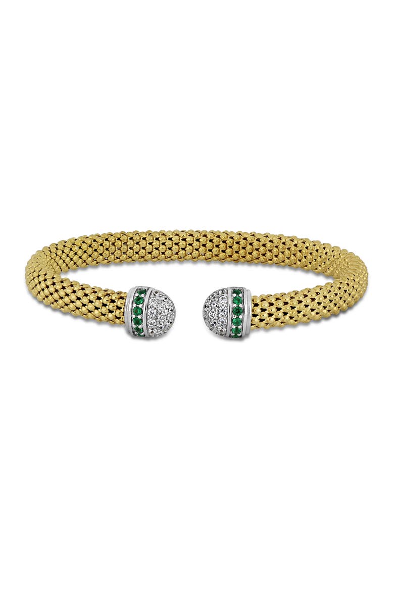 Cubic Zirconia Popcorn Open Bangle Bracelet, Main, color, Green CZ