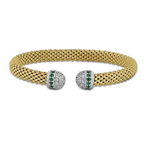 Cubic Zirconia Popcorn Open Bangle Bracelet
