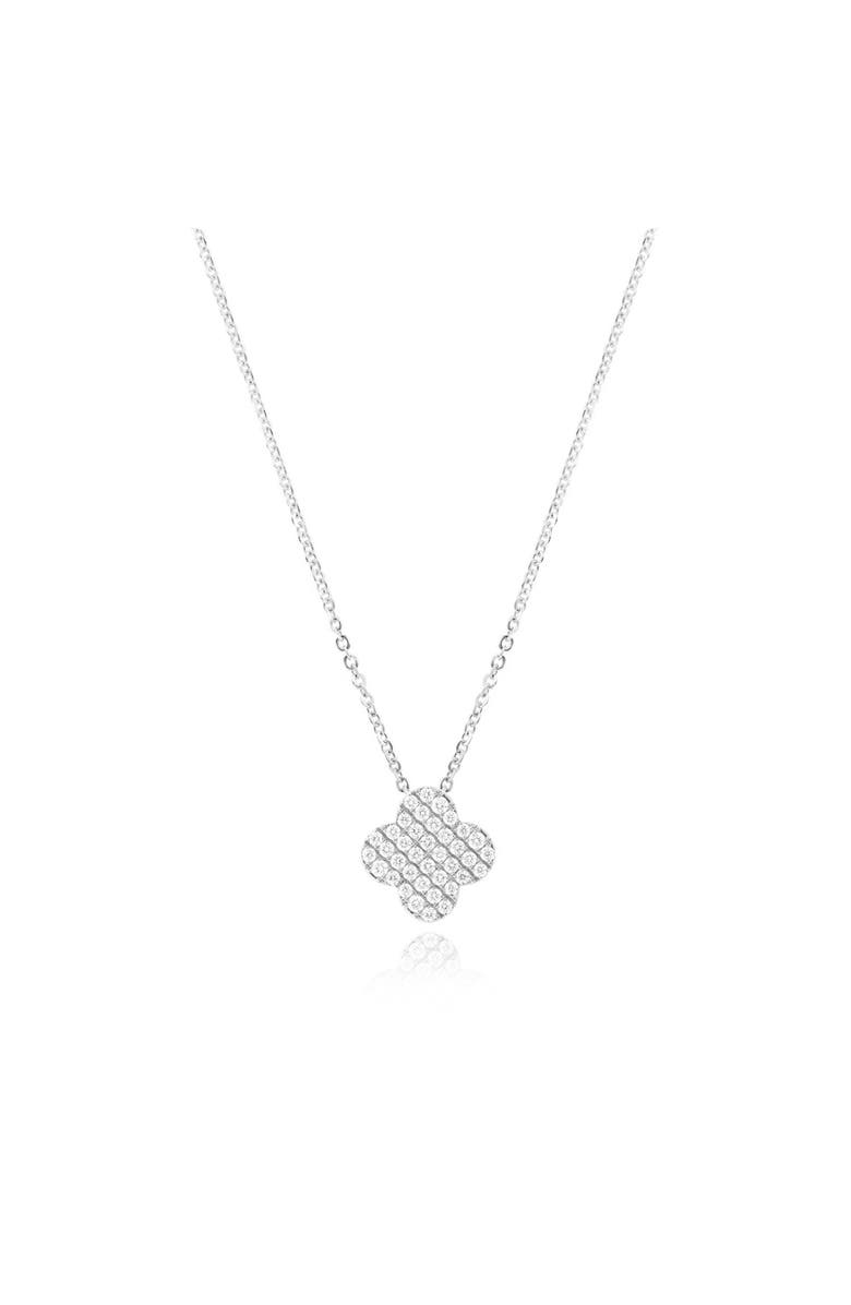 The Lovery Fine Jewelry Diamond Clover Necklace, Main, color, White Gold
