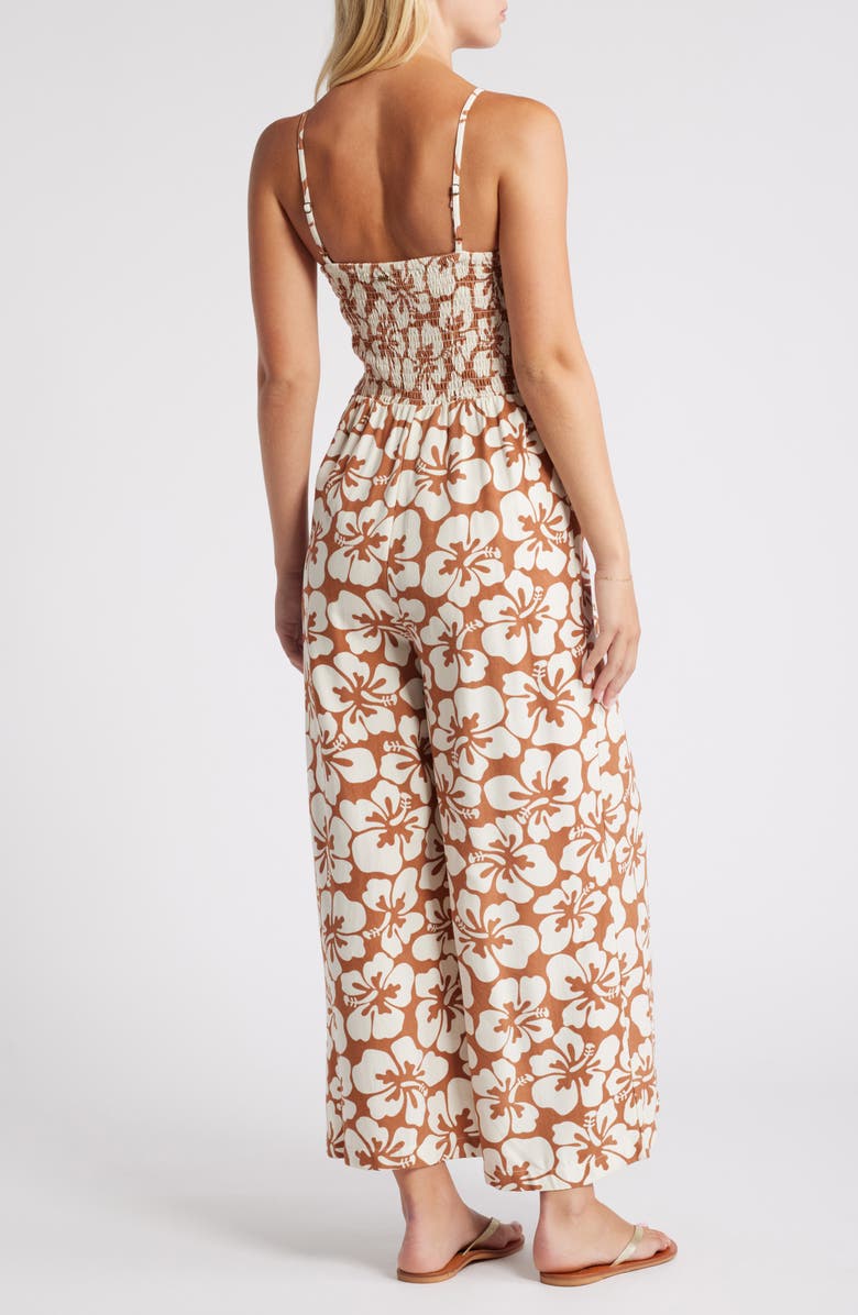 Rip Curl Hibiscus Heat Smocked Jumpsuit, Alternate, color, 