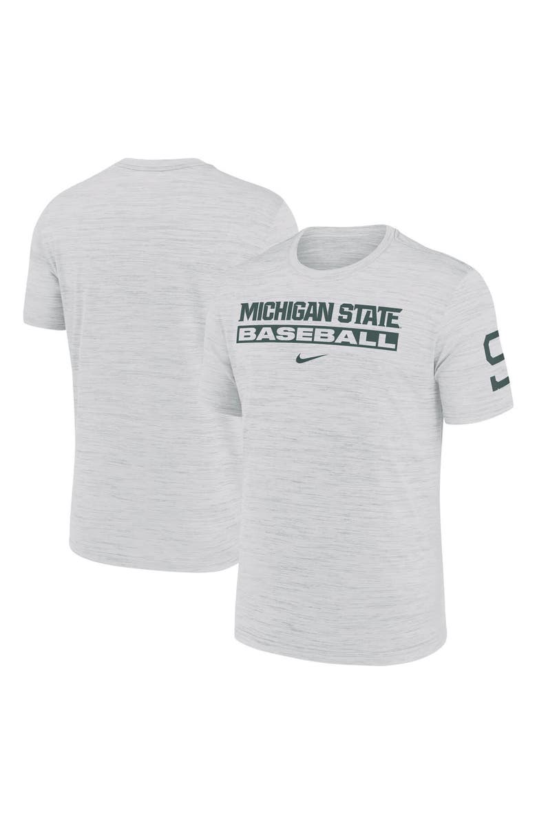 Nike Men's Nike Ash Michigan State Spartans Velocity Baseball Wordmark Stack Performance T-Shirt, Main, color, Ash