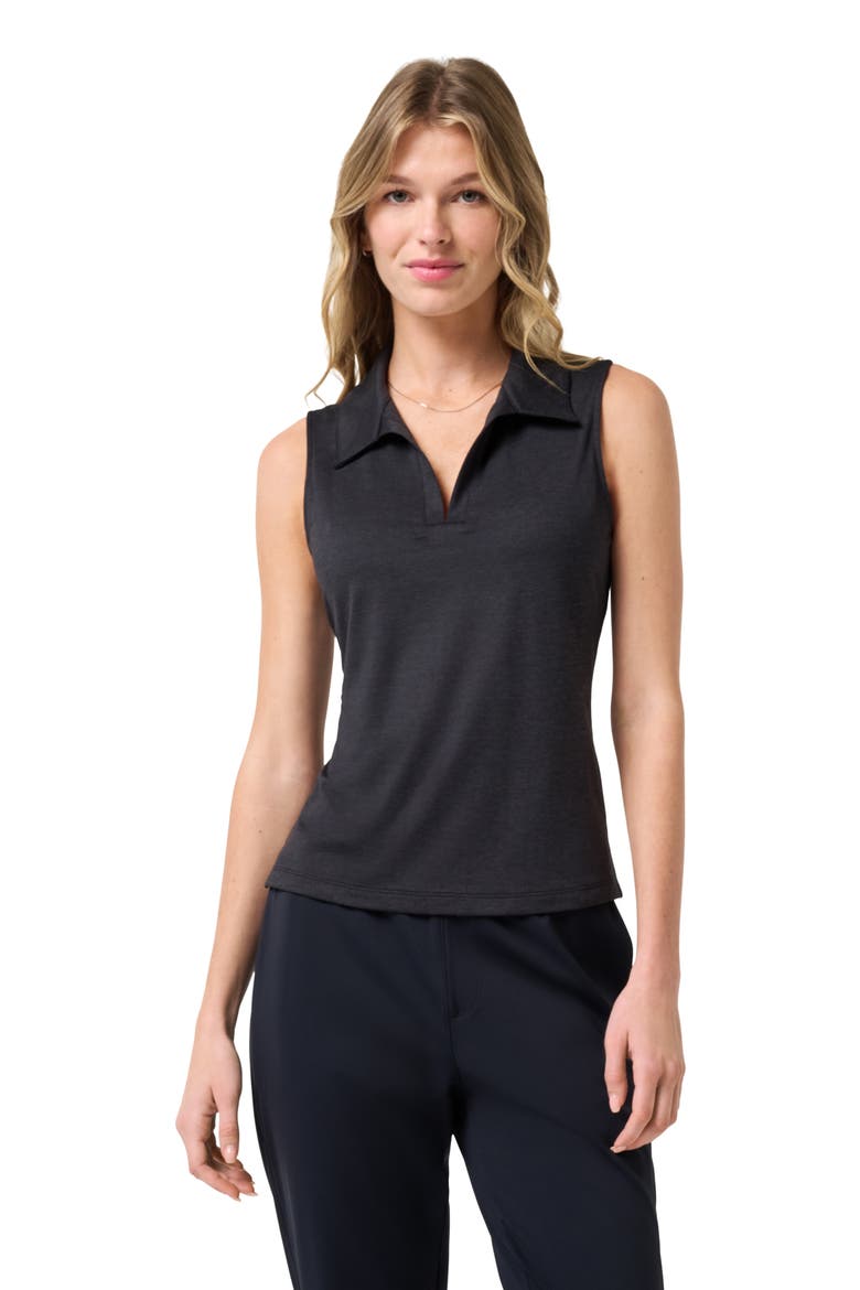 Skyloft Light Sleeveless Polo, Alternate, color, HEATHER BLACK