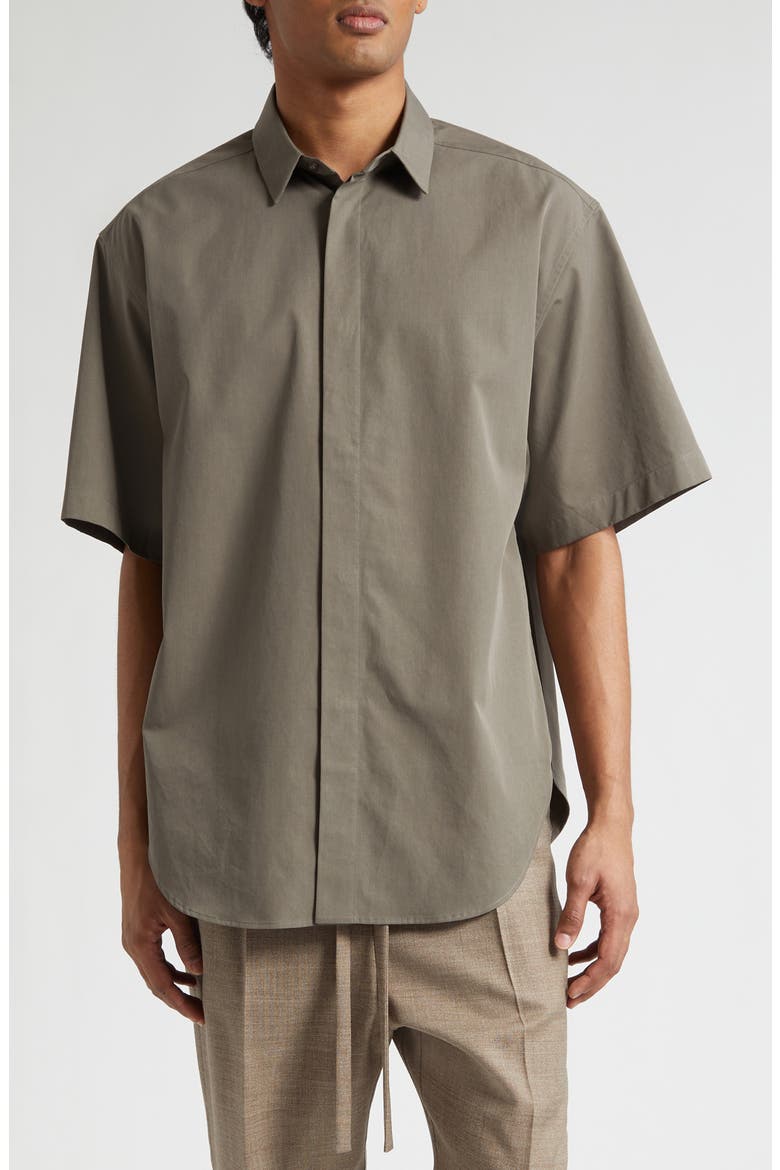 Classic Short Sleeve Button-Up Shirt, Main, color, WILLOW WILLOW