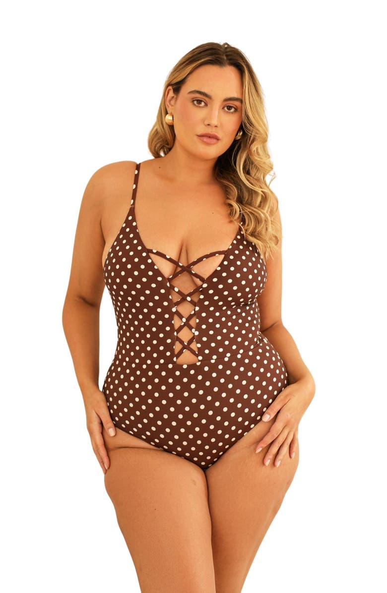 Dippin Daisys Bliss One Piece, Main, color, Dotted Brown