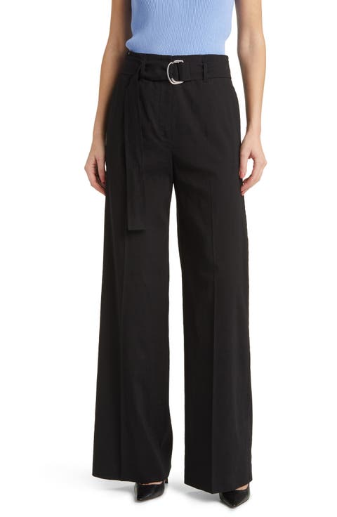 Tasena Belted Linen Blend Wide Leg Pants
