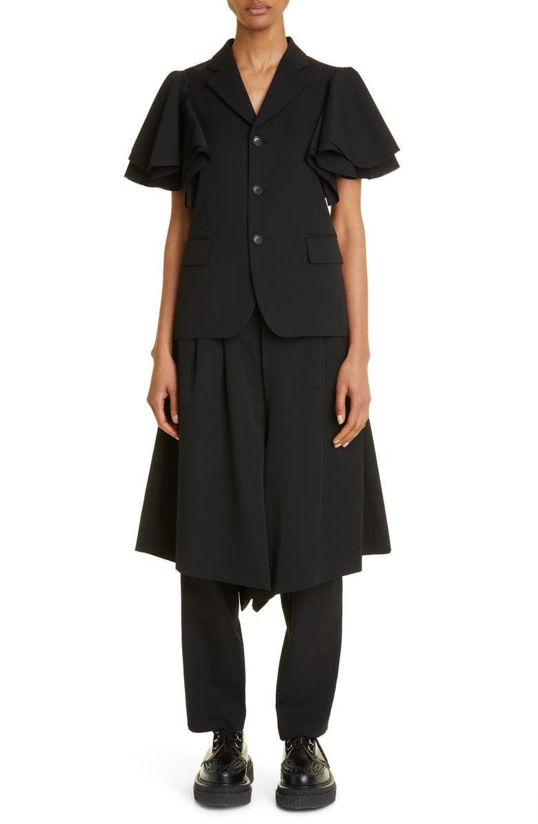 Comme des Garçons Skirted Wool Gabardine Trousers, Alternate, color,